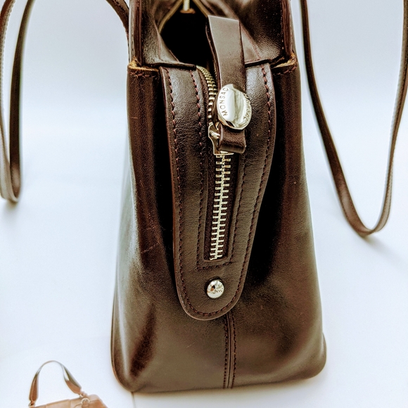 MONSAC ORIGINAL Brown Real Leather Satchel Shoulder Bag Purse, with dust bag. - Picture 8 of 15